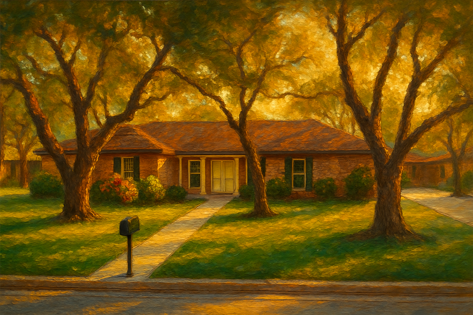Oil painting of 107 Ivanhoe Ln, Brownwood, TX 76801