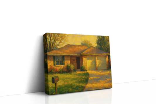 Mockup of 1717 Woodridge Dr, Brownwood, TX 76801 oil painting on canvas