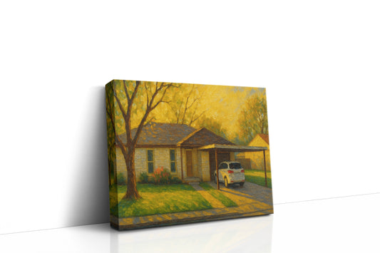 Mockup of 2001 Sierra Dr, Brownwood, TX 76801 oil painting on canvas