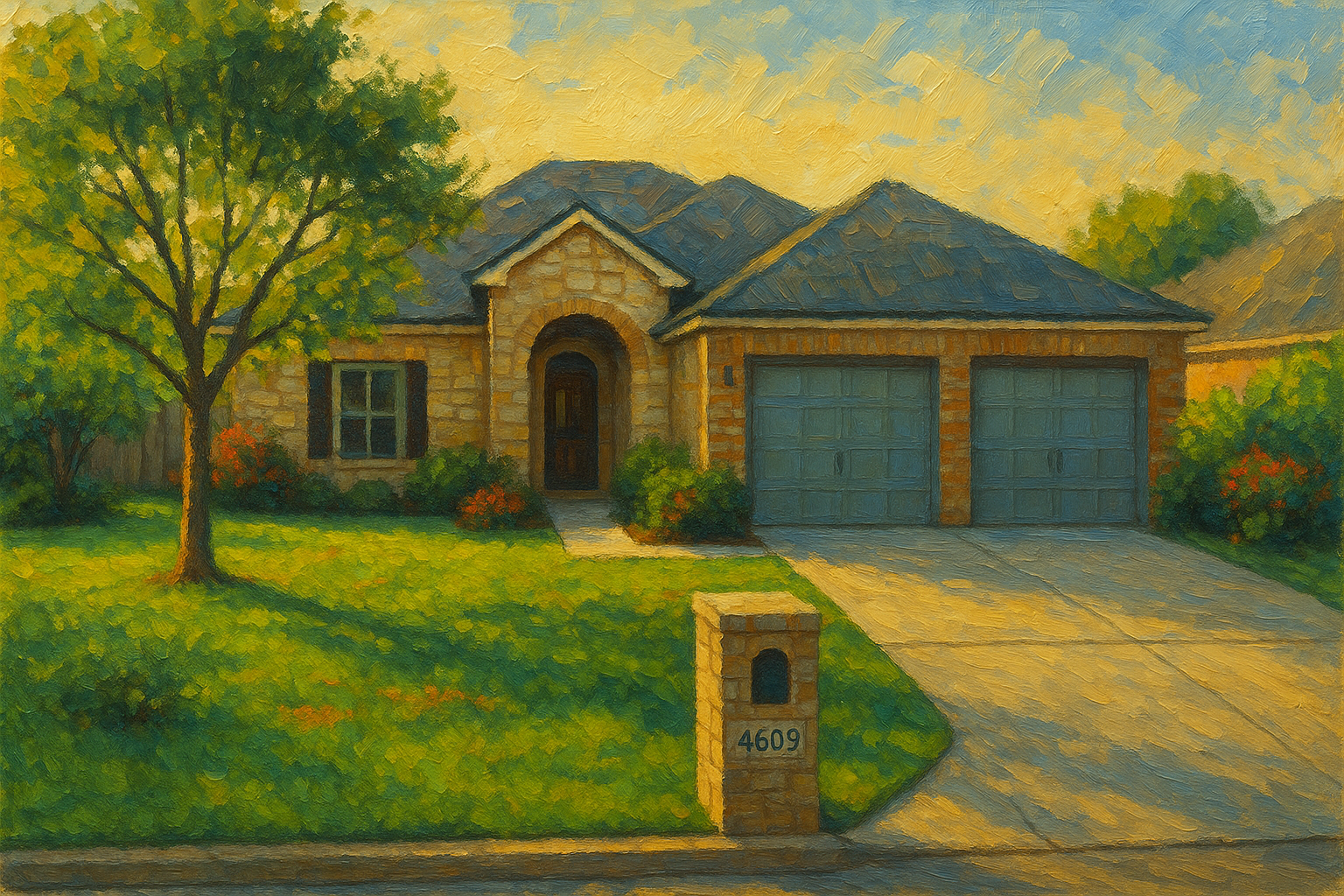 Oil painting of 4609 4th St, Brownwood, TX 76801