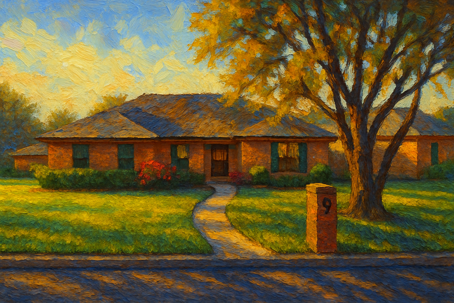 Oil painting of 9 Stonebridge Cir, Brownwood, TX 76801